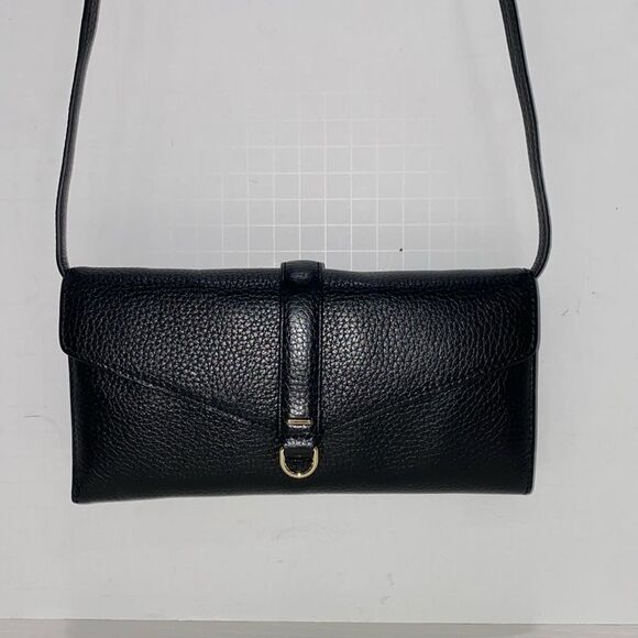 Ecco Isan Black Leather Wallet Clutch Crossbody Belt Bag - Picture 1 of 13